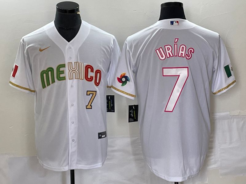 Men 2023 World Cub Mexico #7 Urias White Nike MLB Jersey style 6